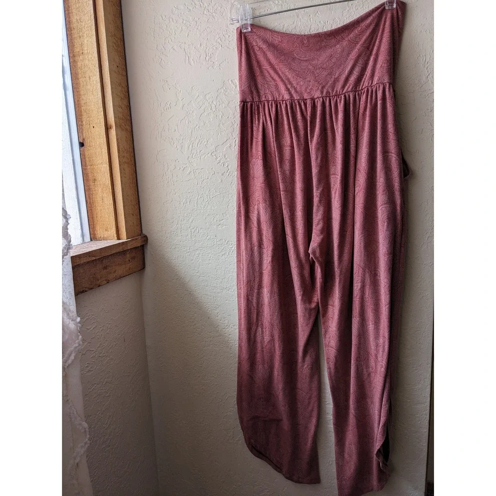 Slightly Buddha Bamboo Lounge Set Pink Paisley Tunic & Harem Pants OS